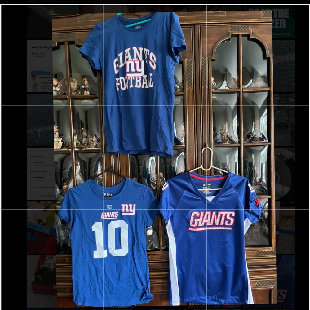 Women's NFL giants lot, 1st & Fashion NY Giants Jersey, manning t-shirt, giants